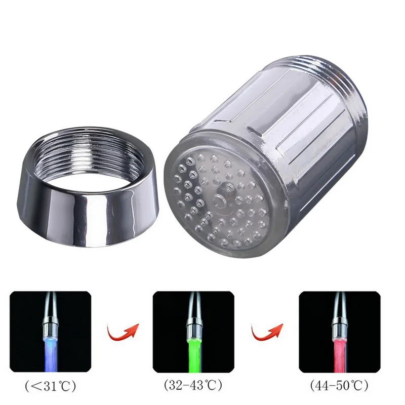 Светящийся светодиодный кран для кухни чувствительный к температурам водопроводный меняющий цвет ванной