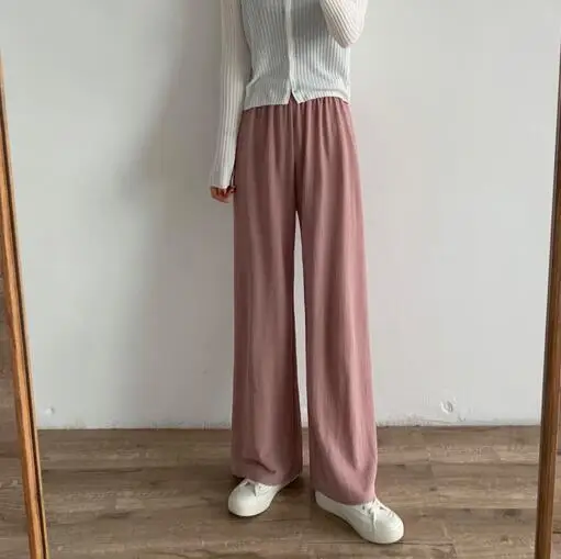 

Women's wide-leg pants thin drawstring high waist slimming casual mopping trousers