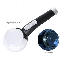 10x optical hd high power cob light source handheld anti slip handle for the elderly reading magnifying glass with cloth bag