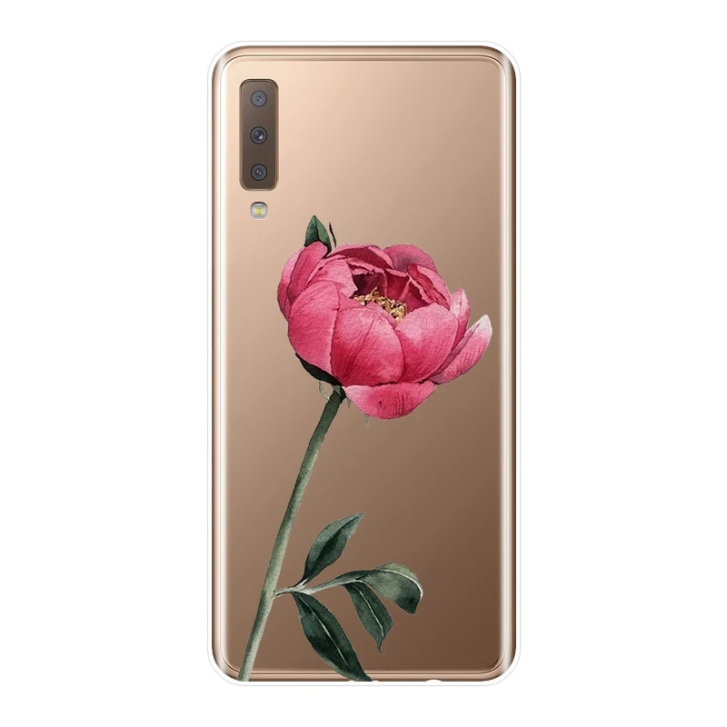 Чехол для Samsung Galaxy A6 A8 Plus 2018 A5 A7 силиконовый чехол с розовыми цветами A3 2016 2017