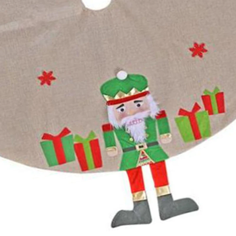 

Christmas Tree Walnut Soldier Skirt Linen Carpet Xmas Tree Bottom Cover