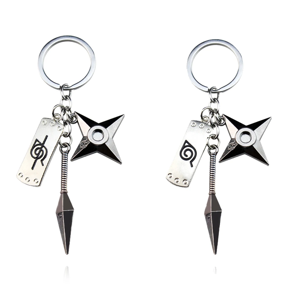 

2021 Kunai Shuriken Konoha Ninja Keychain for Bags Men Anime Trinkets Keyring Narutos Accessories Women Jewelry Backpacks Gift