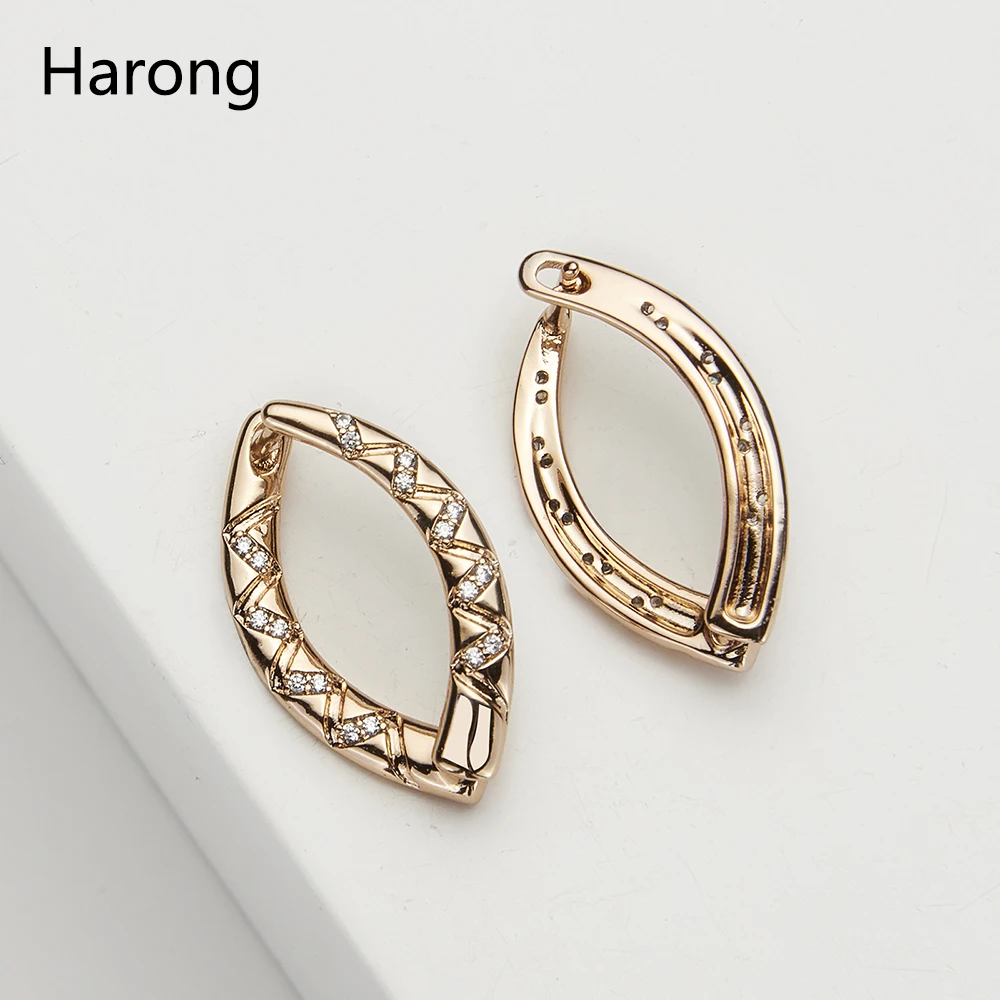 

Harong Fashion Stud Earring Classic Jewelry Party Zirconia Crystal Round Romantic Delicate Copper Earring Femme Accessories Gift