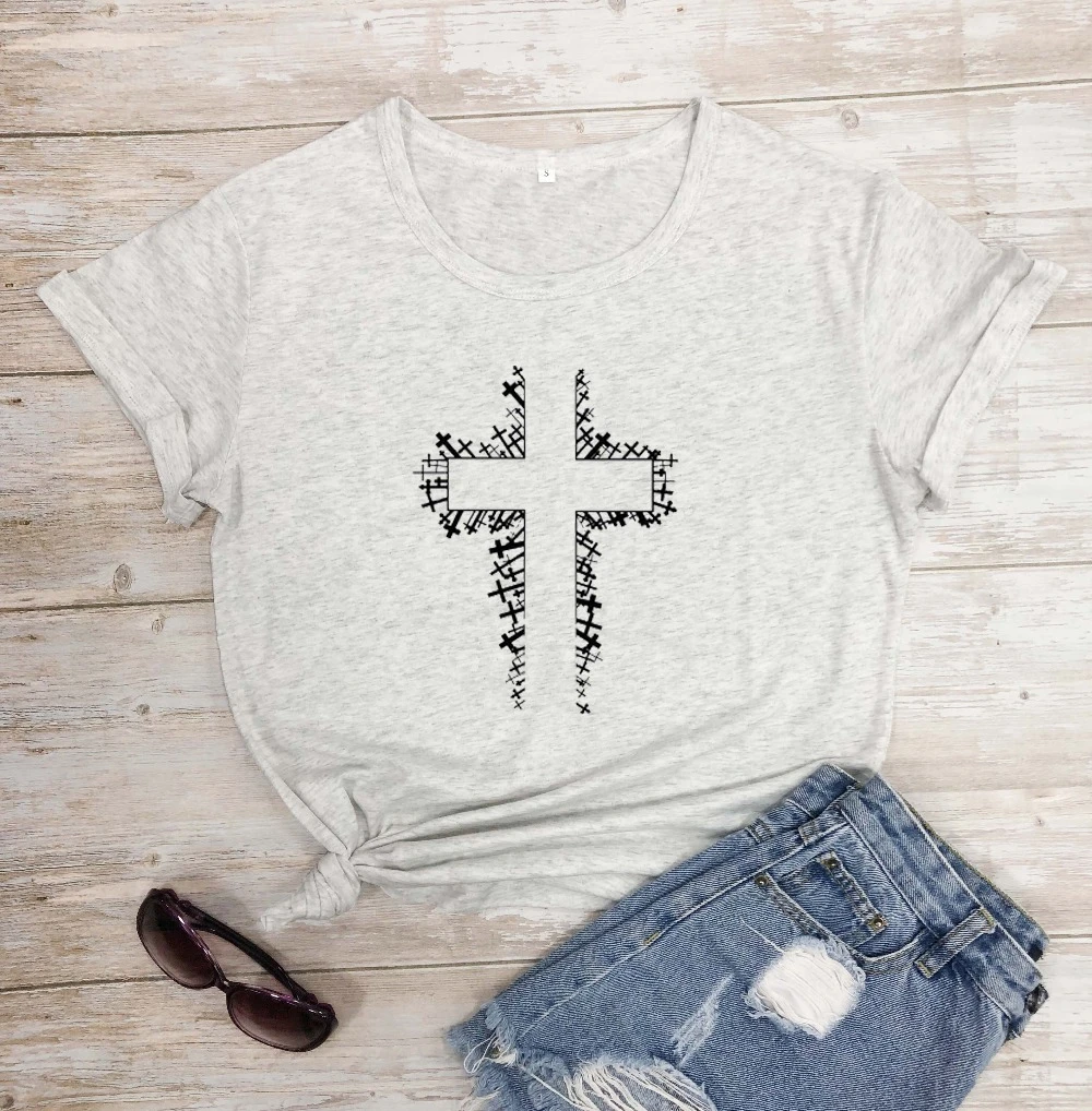 Рубашка Faith Cross с коротким рукавом и круглым вырезом футболка христианским