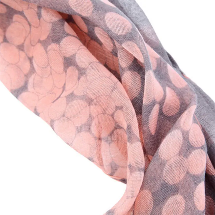 

Hot Sale Women Scarf Autumn Warm Soft Long Voile Neck Large Wrap Shawl Stole Pink Grey Dots Scarve 166*60cm