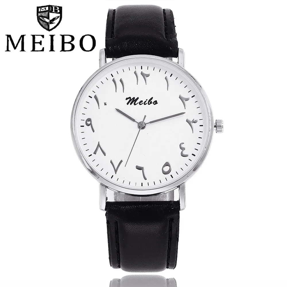 MEIBO серебряные и розовые золотые сетчатые часы с арабскими цифрами модные