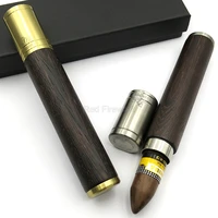 lubinski metal wood cigar tube holder outdoor portable single cigar case professional cigars travel humidor with gift box