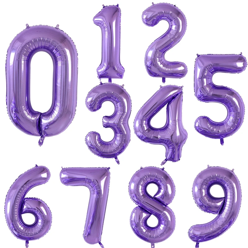 purple 30 40 дюймов Большой фольгированные шары на день рождения Воздушные гелиевые шары с цифрами 0-9 цифры с днем рождения украшения Детские балоны поставки - Цвет: purple