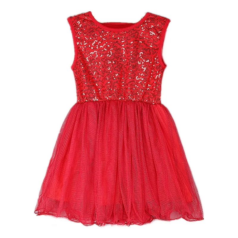 Red Dress 4 Рождественские вечерние платья для девочек, костюм снеговика детское рождественское платье красная юбка с блестками для девочек, платье подарок на год, зимние платья - Цвет: Red Dress 4