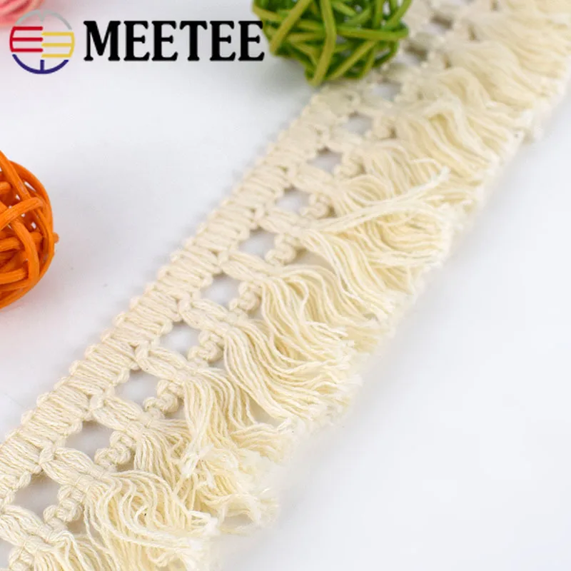 20Meters 45mm Wide Beige Cotton Fringe Lace Trim Fabric Tassel Ribbon DIY Sewing Curtain Edge Home Decor Garment Craft Material | Дом и сад