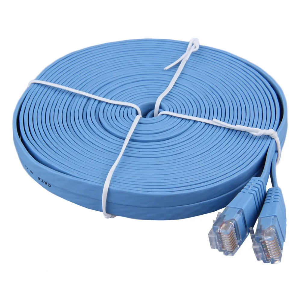 

RJ45 CAT6 8P8C Flat Ethernet Patch Network Lan Cable Various Length 0.5M/1M/2M/3M/5M/10M Cable Blue Free Shipping