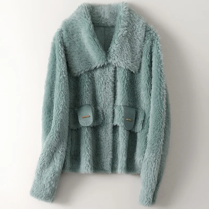 Winter High Quality Lapel Wool Loose Coat for Women Office Lady Thick Warm Fashion New Fur Jacket Short Fashion Trend Outwear