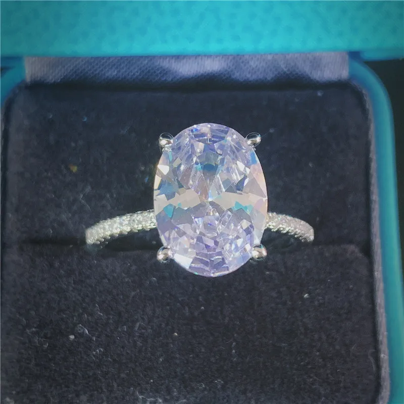 Oval cut Кольцо choucong Majeste, 925 пробы, серебряное, овальное, с подушкой, огранка AAAAA, cz камень, обещающее, обручальные кольца для женщин, вечерние ювелирные изделия на палец - Цвет основного камня: Oval cut