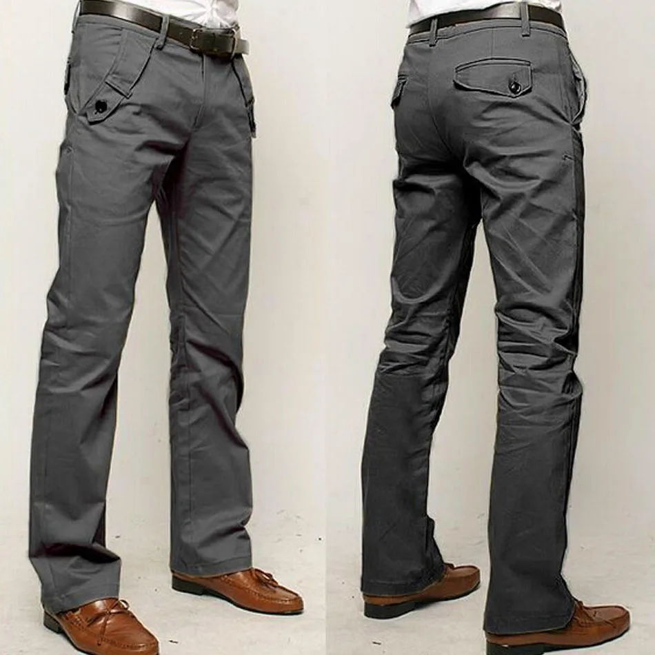 

New Design Casual Men Pants Cotton Slim Pant Straight Trousers Fashion Business Solid Khaki Black Pants Men Plus Size 36