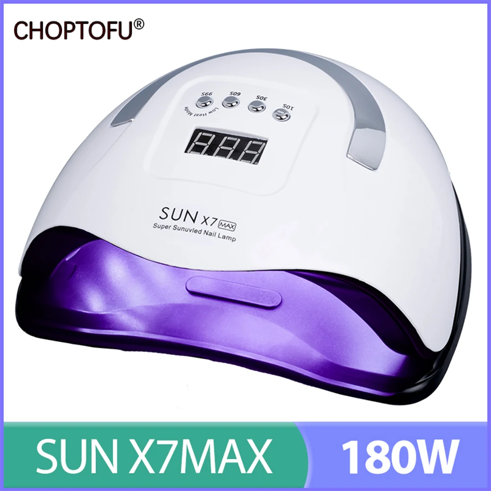 Лампа Sun X7 Max УФ/LED профессиональная для сушки ногтей, сушилка высокой мощности для всех видов гель-лака, 57 бусин, 180 Вт - изображение