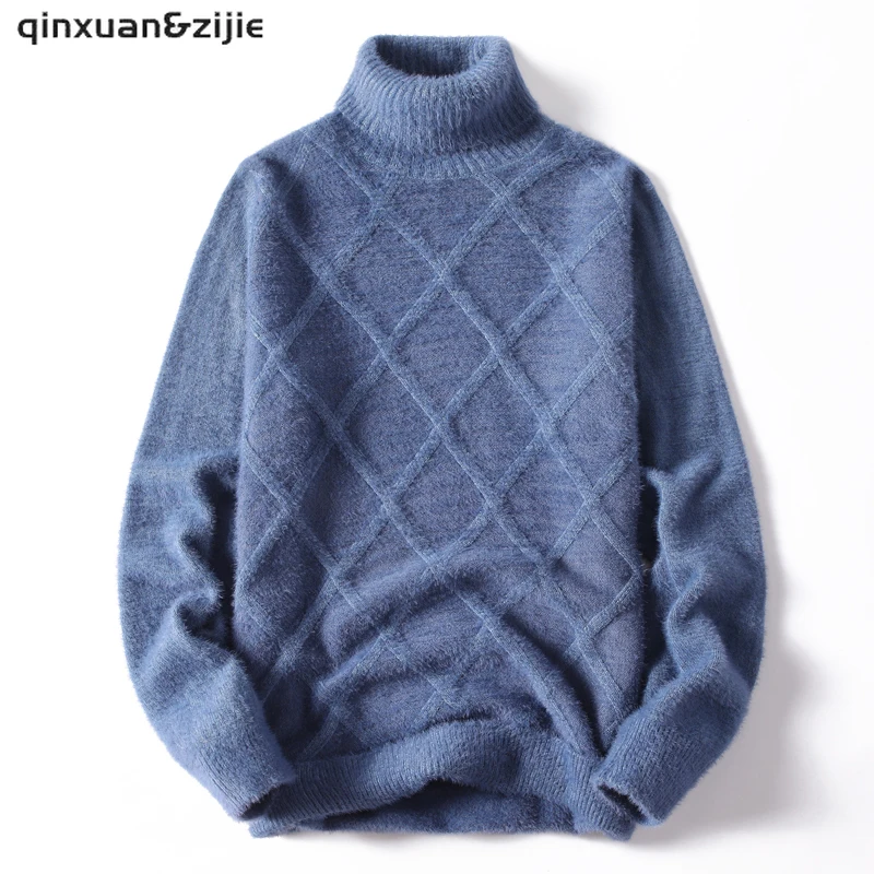 

Mens Hip Hop Streetwear Turtleneck Harajuku Sweater Vintage Pullovers 2021 Knitted Sweater Jumpper Casual Loose Fashion Tops