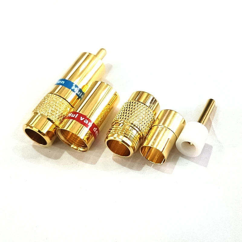

4pcs 24K Gold plated RCA Connector RCA plug Audio RCA cable Audio connector soldering