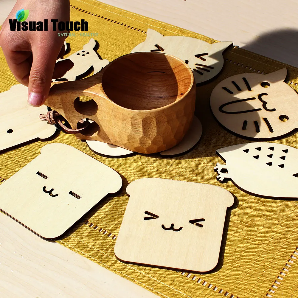 Визуальная сенсорная деревянная пустотелая чашка с резьбой в виде милых