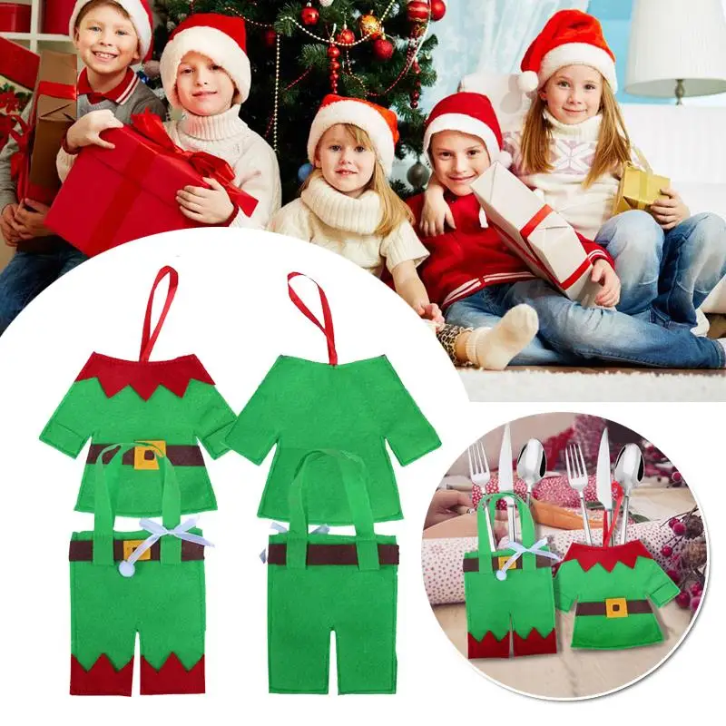 Милый нетканый Рождественский нож вилка сумка для хранения держатель украшение