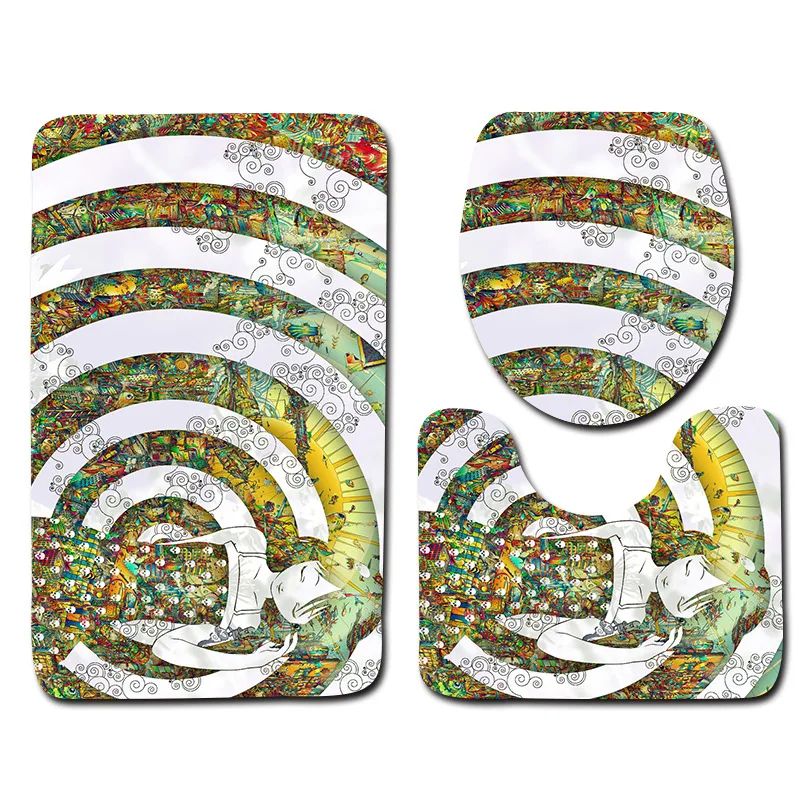 Zeegle коврик для унитаза с геометрическим принтом нескользящий ванной рисунком