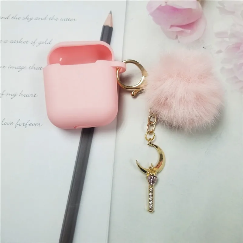 Милый силиконовый чехол с подвеской для Apple Airpods 1/2 Чехол Air pods аксессуары защитный