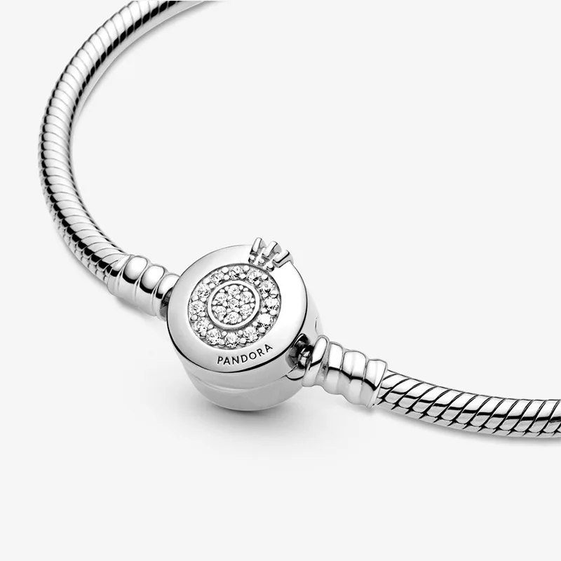 

New Fashion Pandora 925 Silver Charm Crown O Chain Snake Bone Chain Ladies Bracelet With Free Box
