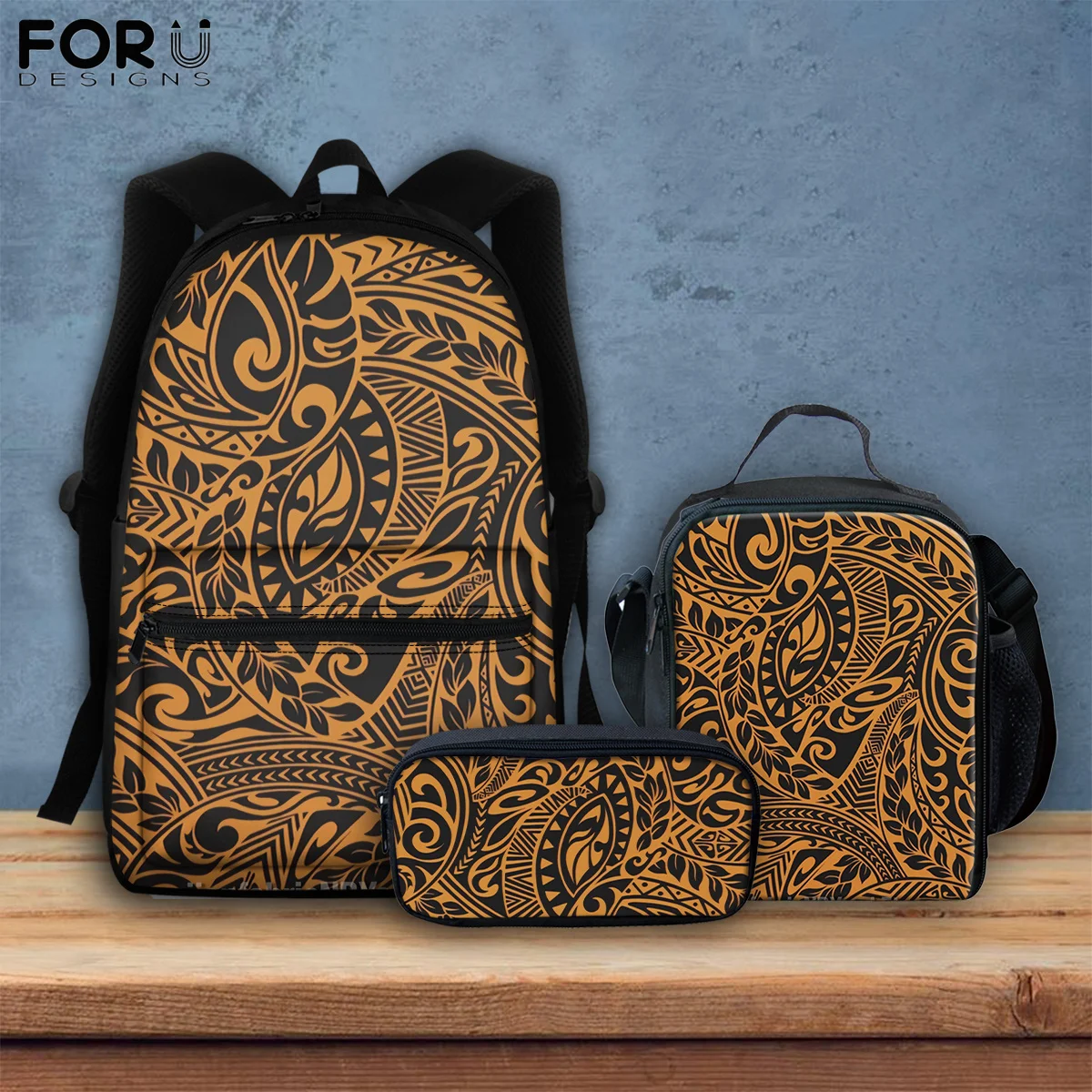 Новые трендовые школьные ранцы FORUDESIGNS, комплект из 3 предметов, полинезийские племенные дизайнерские рюкзаки для подростков, повседневные р...