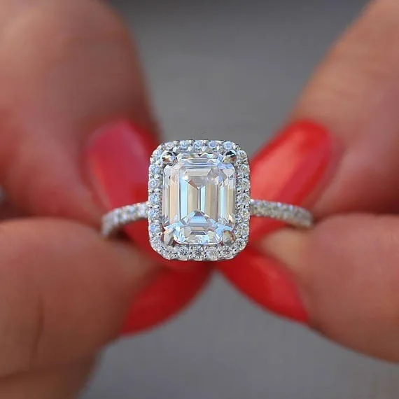 

S925 Sterling Silver Princess Ring Rectangular Engagement Bague Etoile Real Natural Bizuteria for Anillos De Jewelry Women Rings