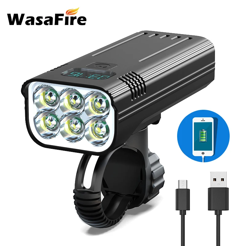 

Bicycle Light 6000LM 6* T6 LED Bike Front Light 5200mAh Powerbank USB Rechargeable MTB Flashlight Waterproof Cycling Lamp