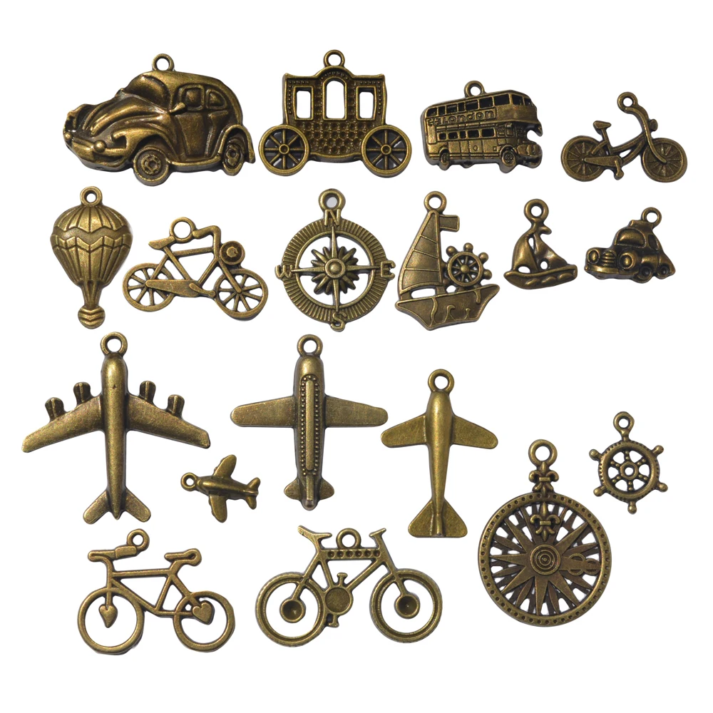 Микс 18 шт/партия типов Античная бронзовая Подвески паспорт путешествия самолет