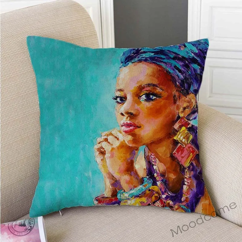 Модная АФРИКАНСКАЯ ДЕВУШКА масляная живопись Черные Женщины Декор для дома