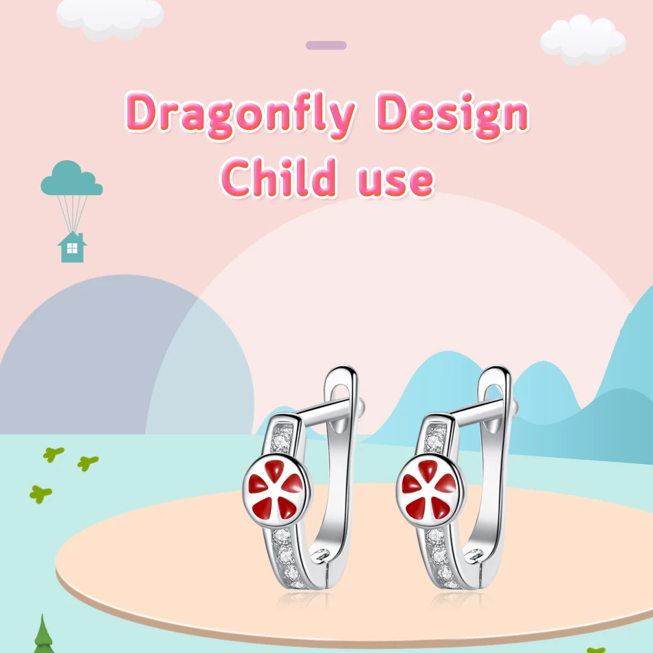 Red Enamel Cute Small Lemon Earrings with Cubic Zirconia 925 Sterling Silver Stud for Girls Children Baby Kids Jewelry | Украшения и