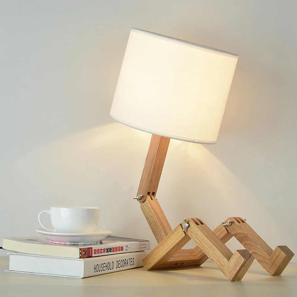Современная настольная лампа в скандинавском стиле E27 с роботом для учебы