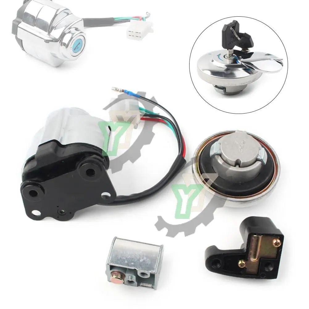 

Motorcycle Gas Fuel Tank Cap Seat Ignition Switch Start Helmet Lock Contact Keys Set For Honda VT250 Shadow VT400 VT600 VT750 vt