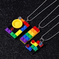 lego pendant necklace hip hop male personality rainbow disco necklace female couple web celebrity jewelry
