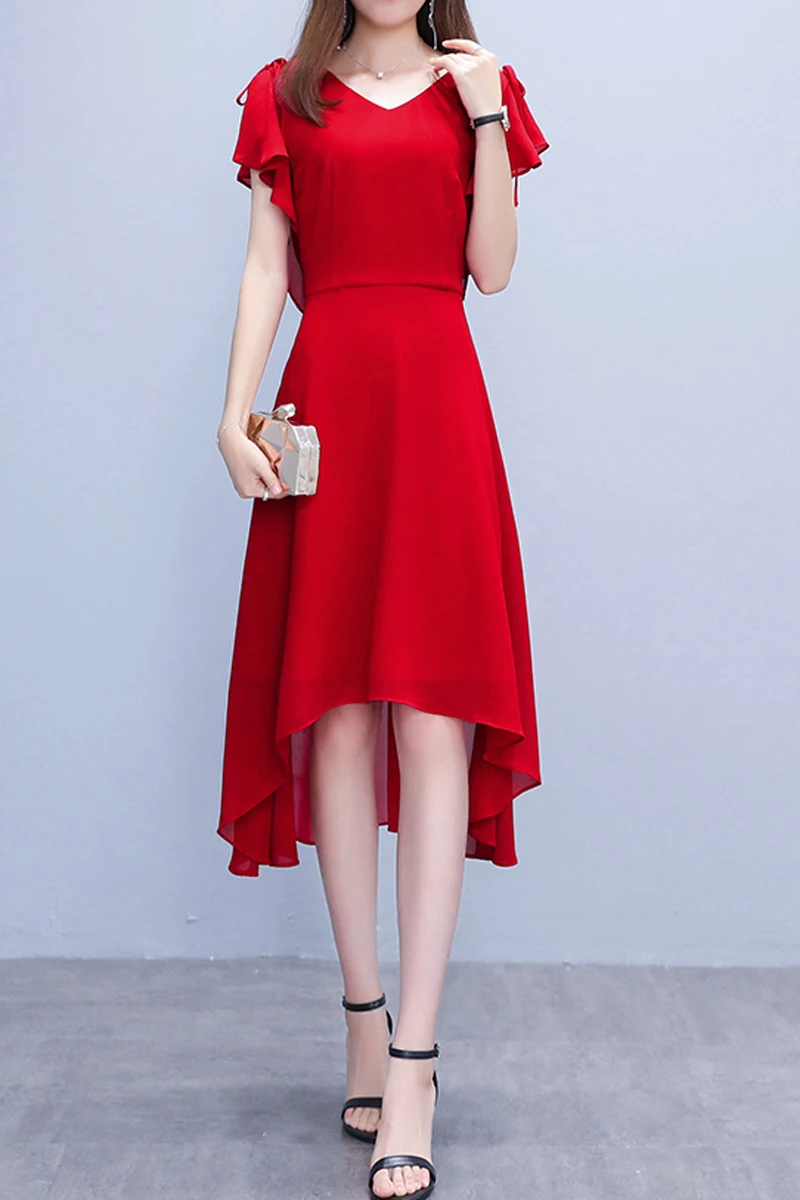 Летние шорты с рукавами типа Лотос до колена v образным вырезом и Длина а линейное