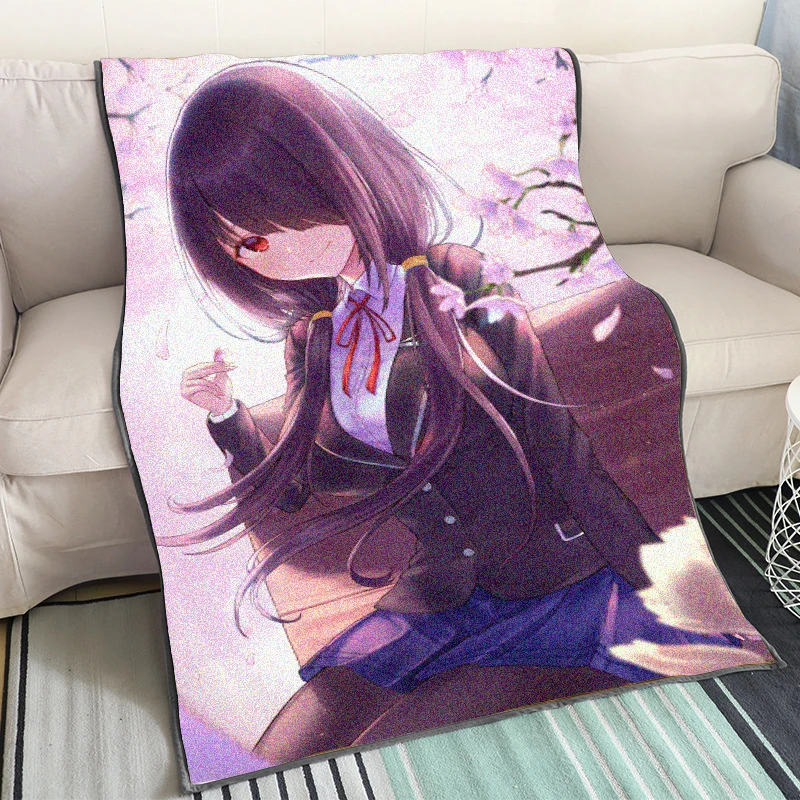 Anime Date A Live Blanket Cosplay DIY Custom Tokisaki Kurumi Yoshino Cloak Flannel Warm Air Blankets 39x59inch |