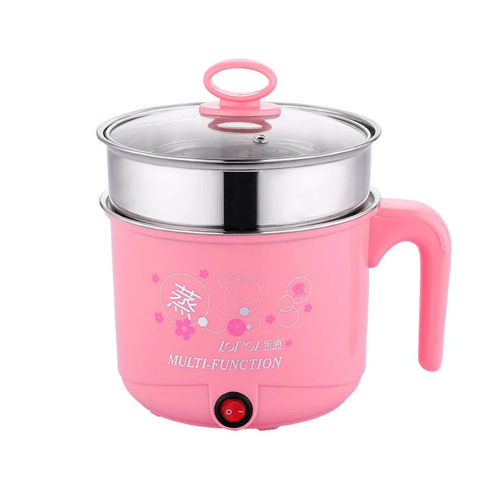 Pink 2 слоя электрическая плита Пароварка 1.8л нагреватель воды нагреватель мини-устройство для кухни оборудование для приготовления пищи подарок портативный - Цвет: Pink