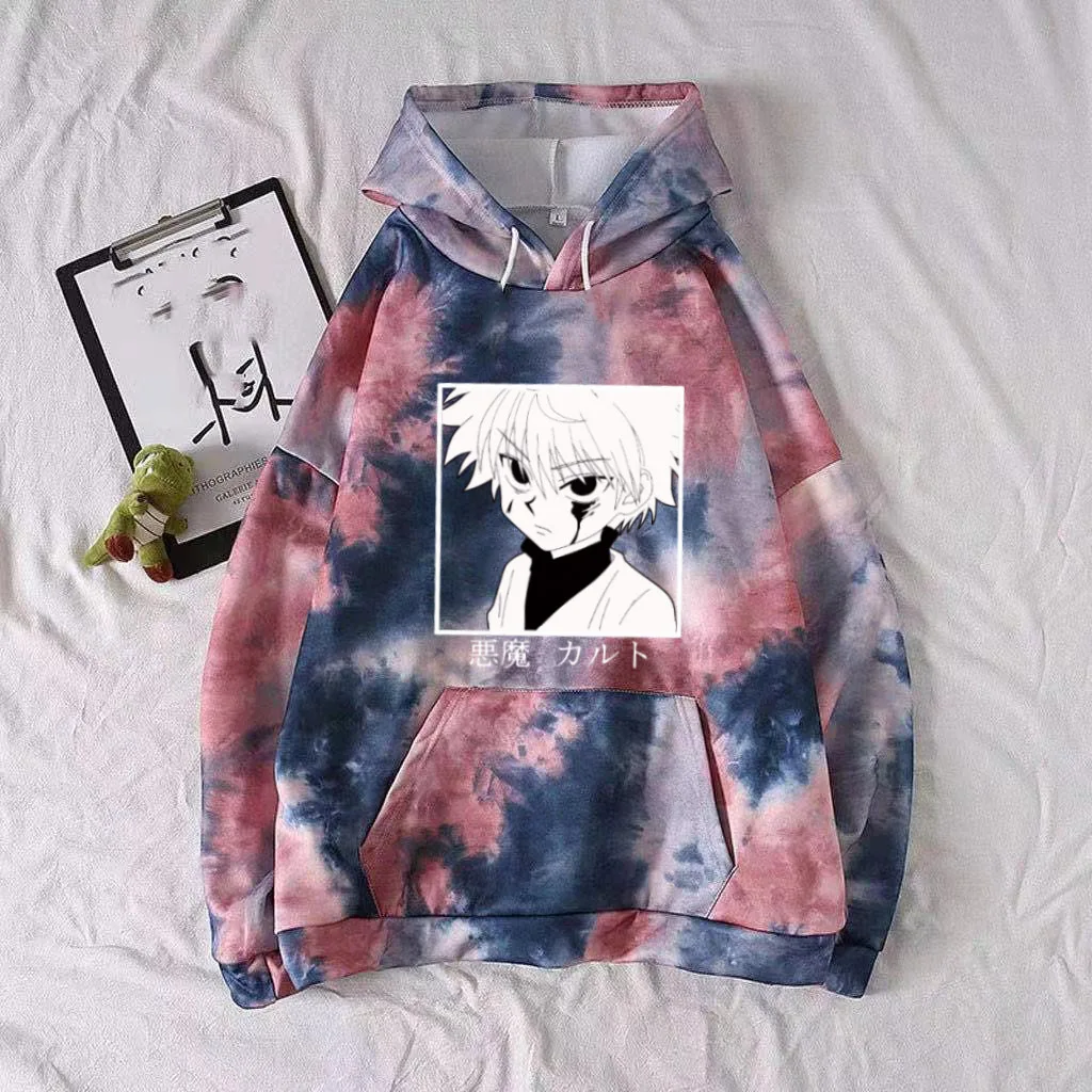 

Hunter X Hunter Killua Anime Fashion Hoodie Pullovers Tops Long Sleeve Casual Tie-dye Uniex
