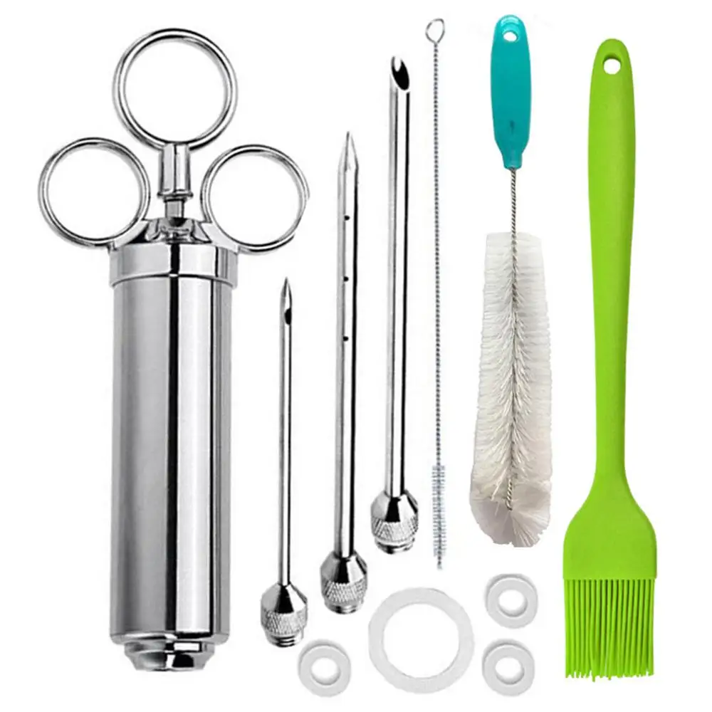 Шприц-инжектор для мяса из нержавеющей стали с 3 маринадами иглы введения барбекю