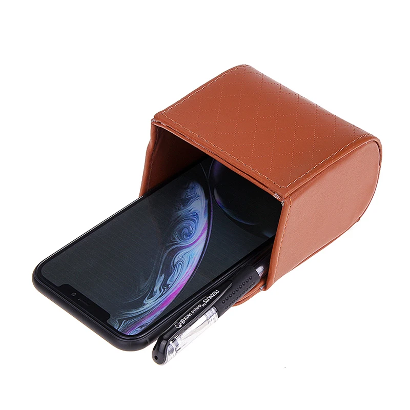 Аккуратная подвесная кожаная сумка для хранения очков на приборной панели |