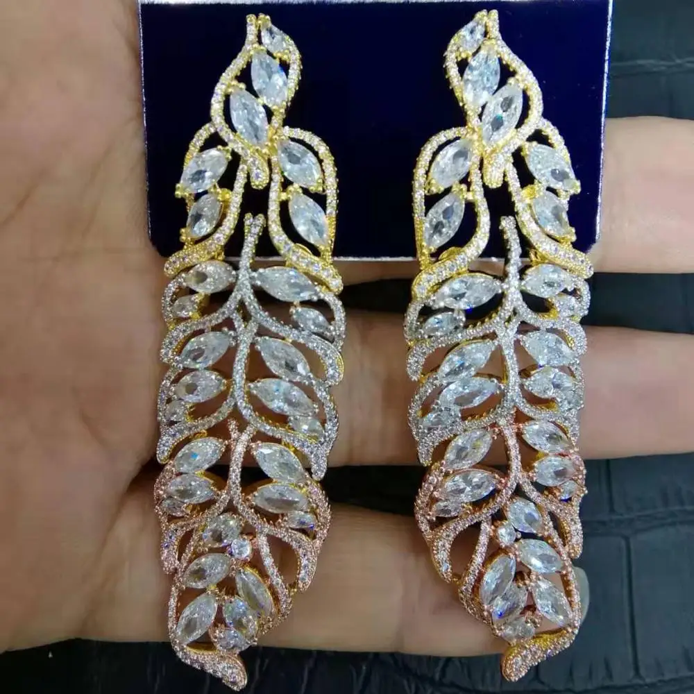 Модные женские серьги GODKI в виде листьев и перьев ювелирные изделия для свадьбы