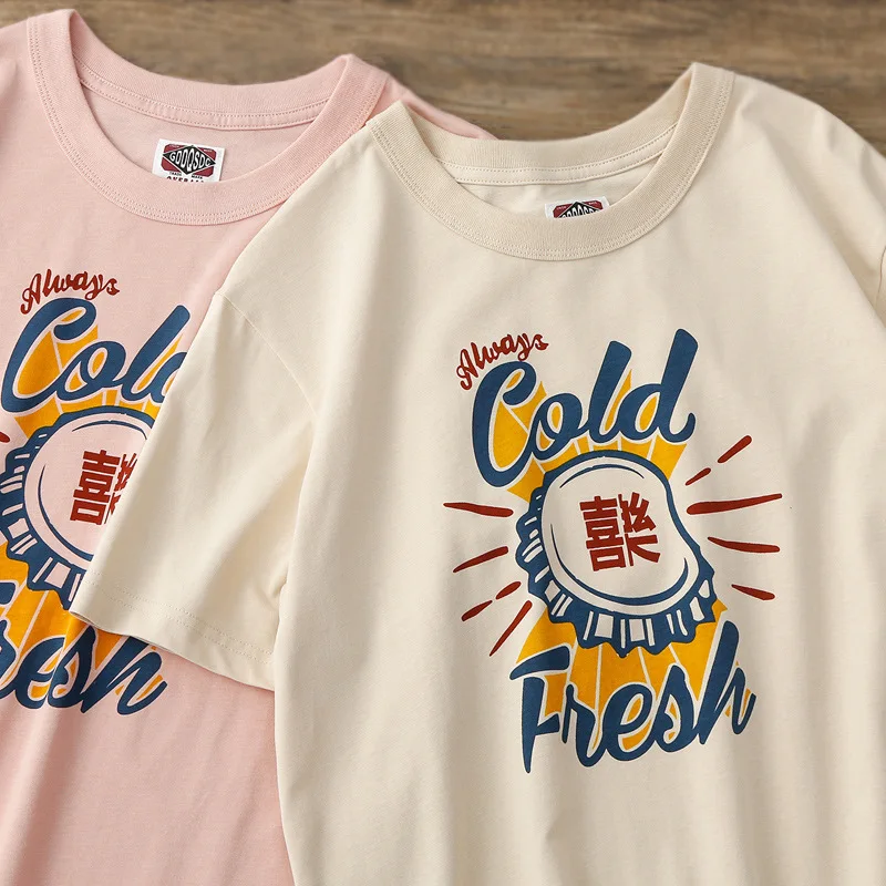 

T-Shirts For Men Chinese Style Vintage Letter Printing Couple Student Casual Youth Short Sleeve Loose Heavy Weight O-Neck Tees
