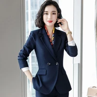 2020 new autumn and winter womens professional wear casual office sets double breasted ladies jacket two piece fashion trousers