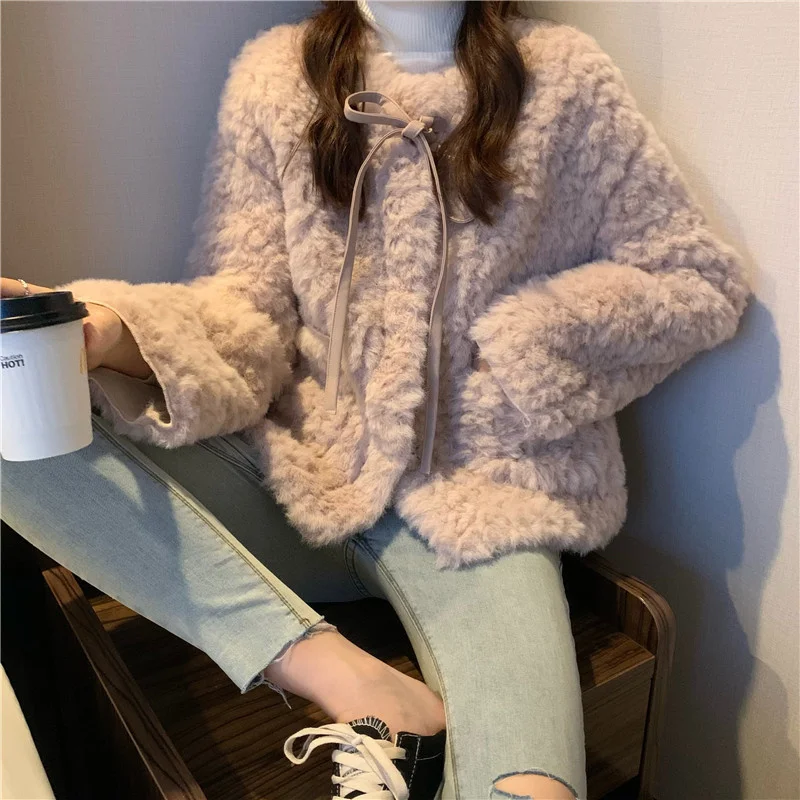 Меховое интегрированное пушистое утепленное пальто для женщин осень-зима 2021