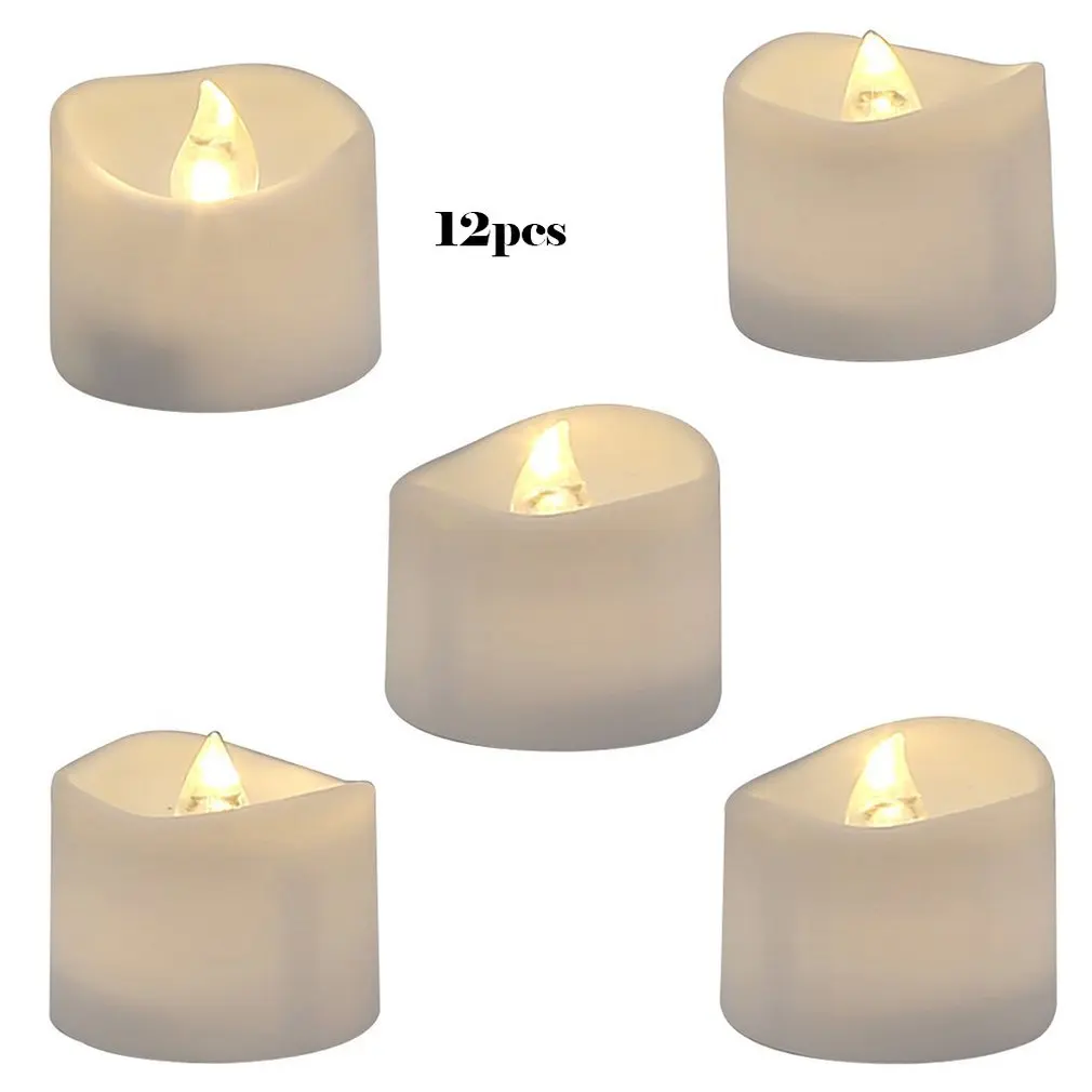 12 шт. светодиодный Электронный светильник свеча зубчатый для чая восковая лампа