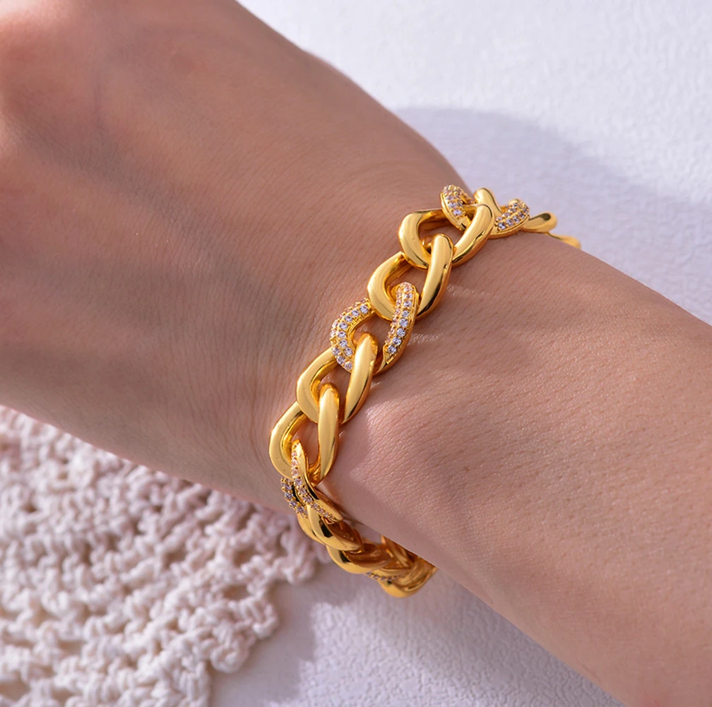 Wando 24K брендовый Модный свадебный браслет ААА кубический белый циркон золотой