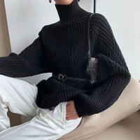 autumn winter thick turtleneck sweater women knitted oversized pullover blouse long sleeve casual jumper soft warm femme tops
