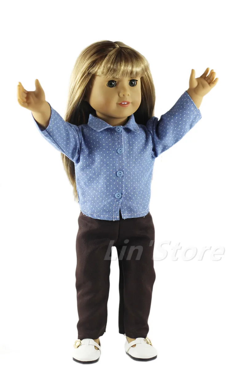 Кукольная одежда для американской куклы 18 дюймов Топ ручной работы + брюки