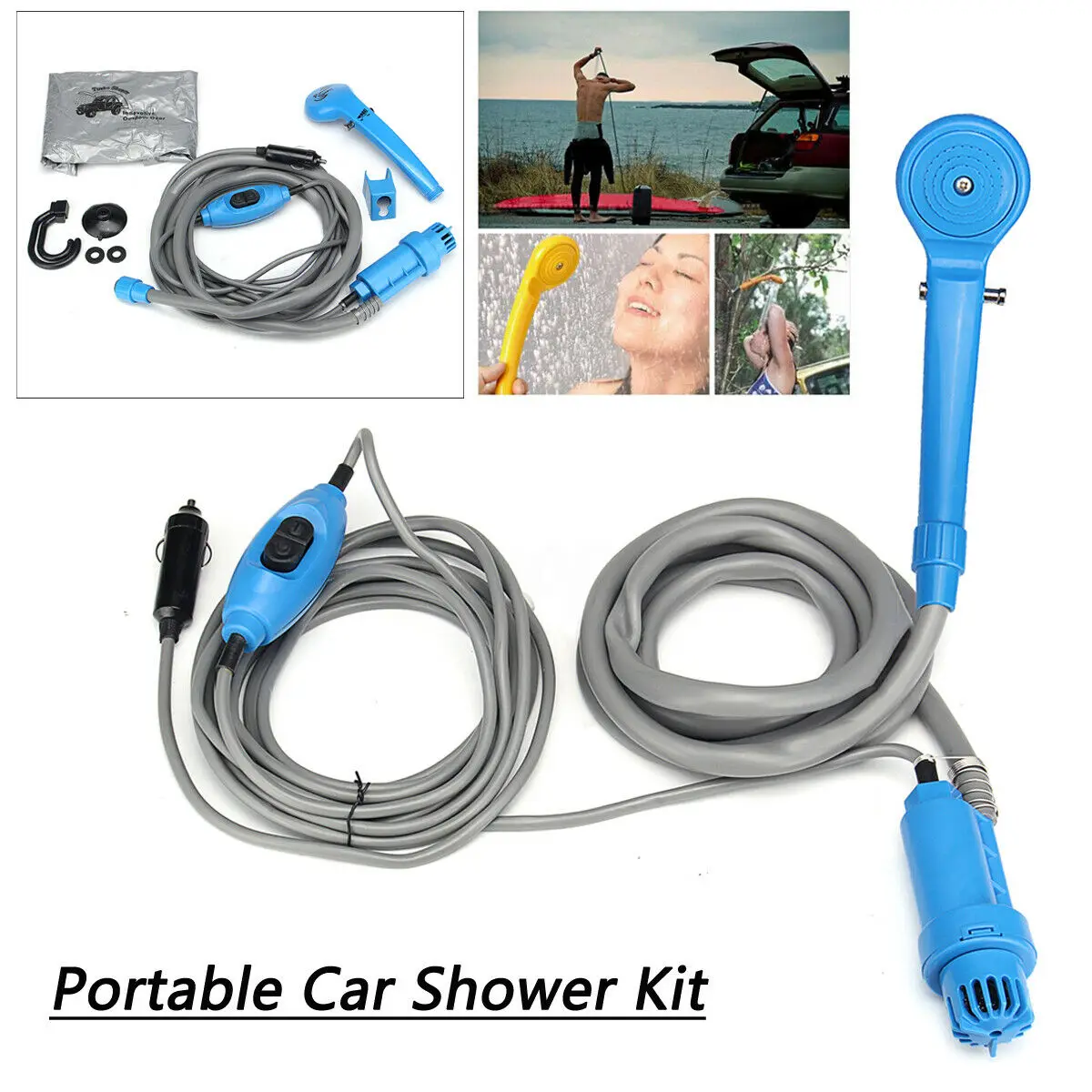 12V Car Shower Care Portable Washing Water Sprinkler Vehicle Outdoor Wash Wild Sea Bath Camper Accessories | Автомобили и